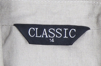 Classics Beige Women's Blazer - Size 14 Linen Blend