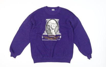 Jerzees Womens Purple Graphic Pullover Sweatshirt L