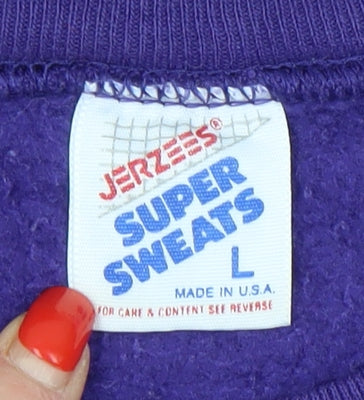 Jerzees Womens Purple Graphic Pullover Sweatshirt L
