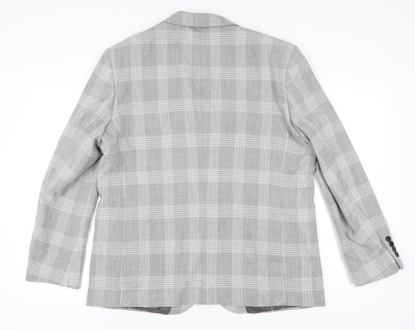 Marks and Spencer Men's Grey Plaid Blazer Size 46R