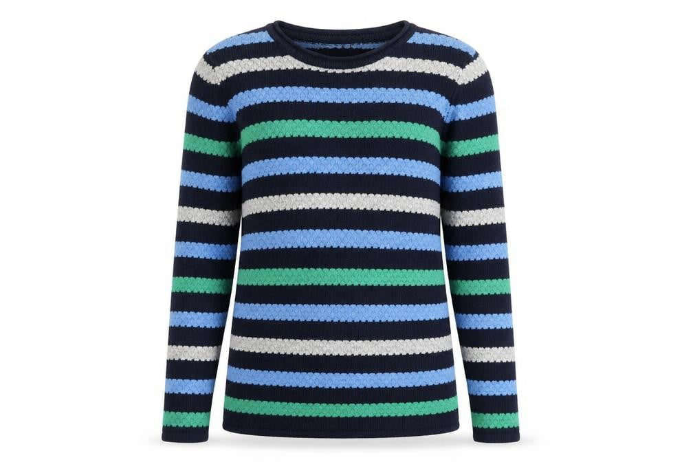 Isle Women's Blue Striped Jumper, M Round Neck