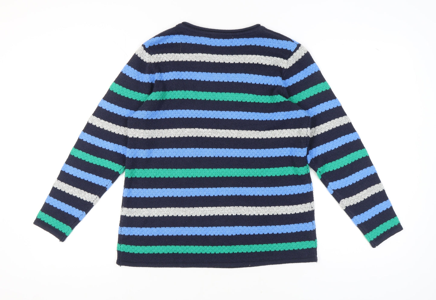 Isle Women's Blue Striped Jumper, M Round Neck