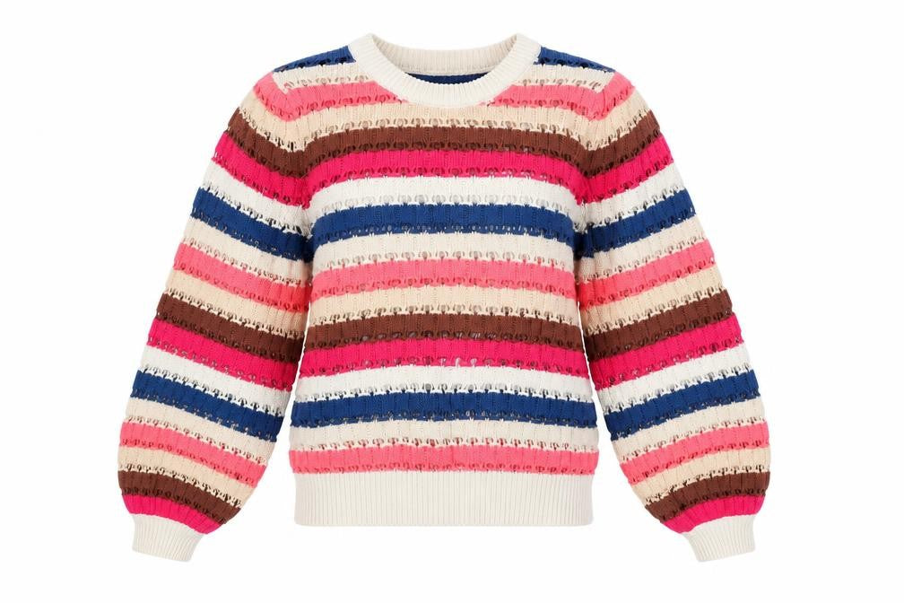 Minus Women's Multicoloured Striped Pullover Jumper