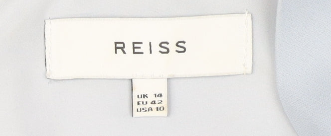 Reiss Women's Blue Sheath Dress, Size 14, V-Neck Formal