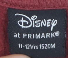 Close-up detail of Disney boys’ red mickey mouse graphic sweatshirt 11-12 years