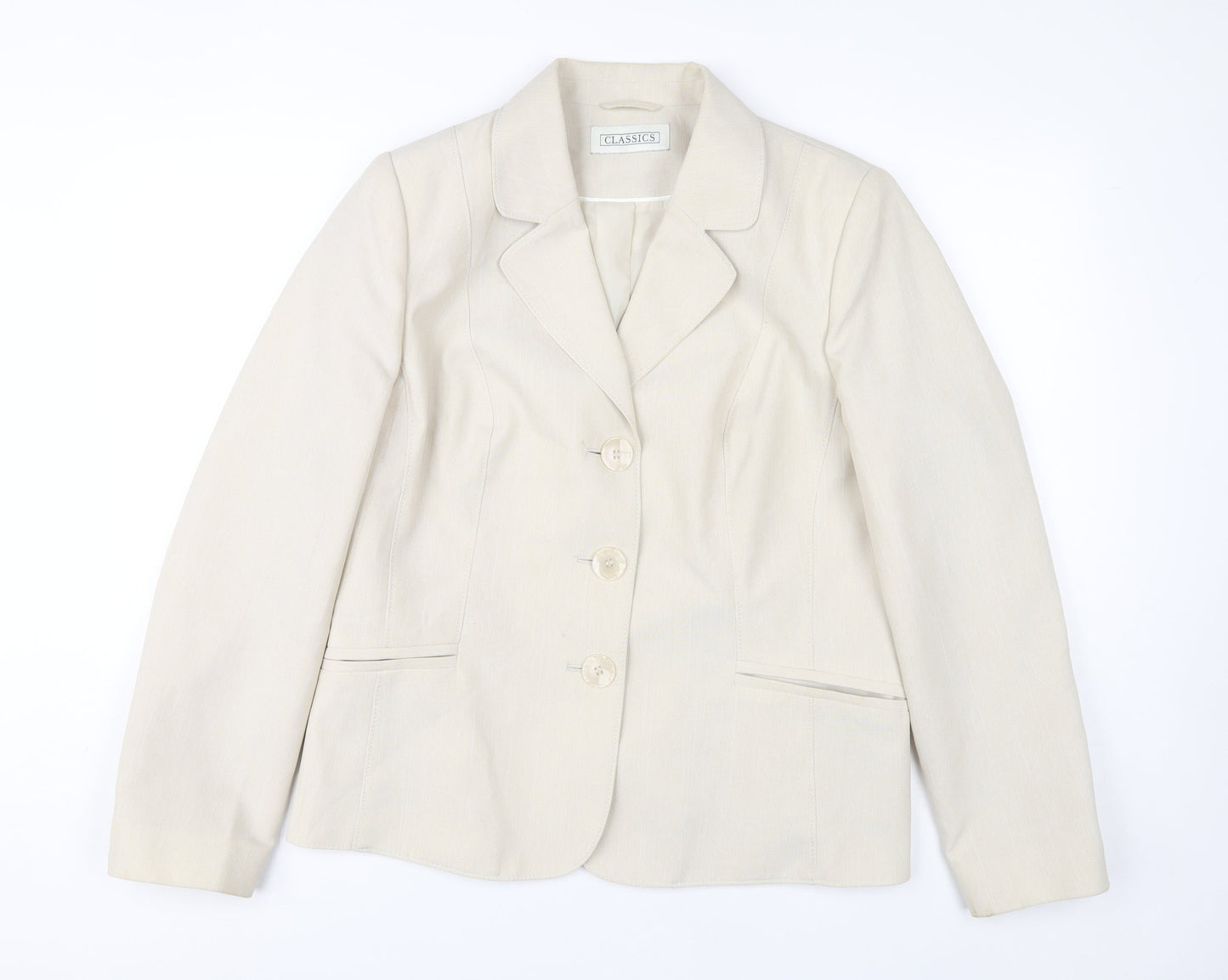 BHS Women's Beige Blazer Jacket - Size 16