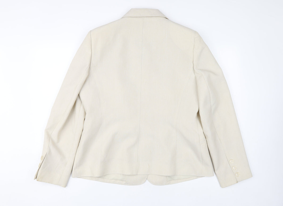 BHS Women's Beige Blazer Jacket - Size 16