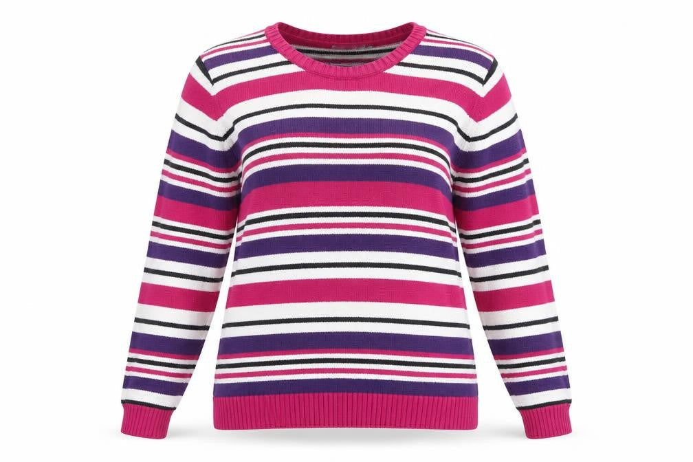EWM Women's Multicoloured Striped Pullover L