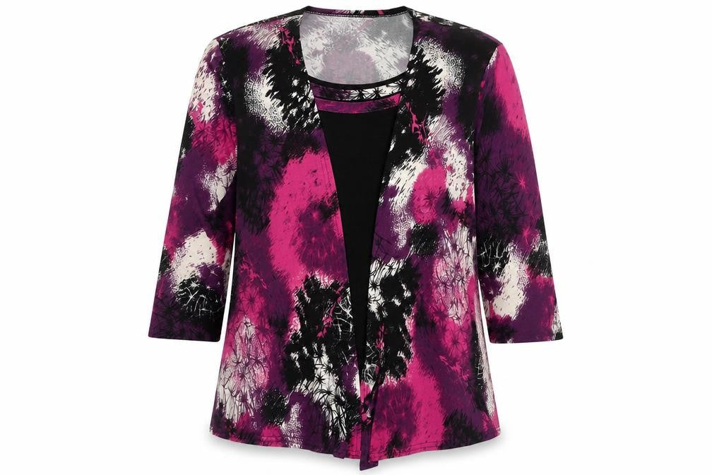 Bassini Women's Purple Floral 3/4 Sleeve Top Size 18