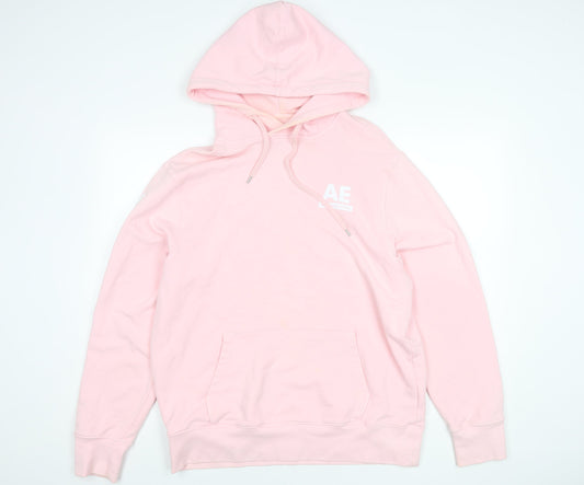 American Eagle Pink Men's Hoodie M Pullover Logo