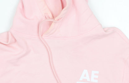 American Eagle Pink Men's Hoodie M Pullover Logo