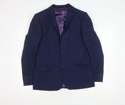 Ted Womens Baker Blue Slim Fit Wool Suit Jacket 38