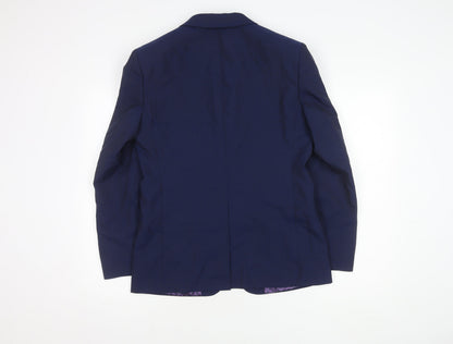 Ted Womens Baker Blue Slim Fit Wool Suit Jacket 38