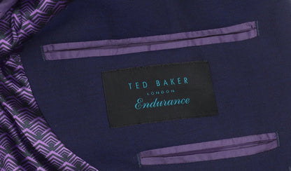 Ted Womens Baker Blue Slim Fit Wool Suit Jacket 38