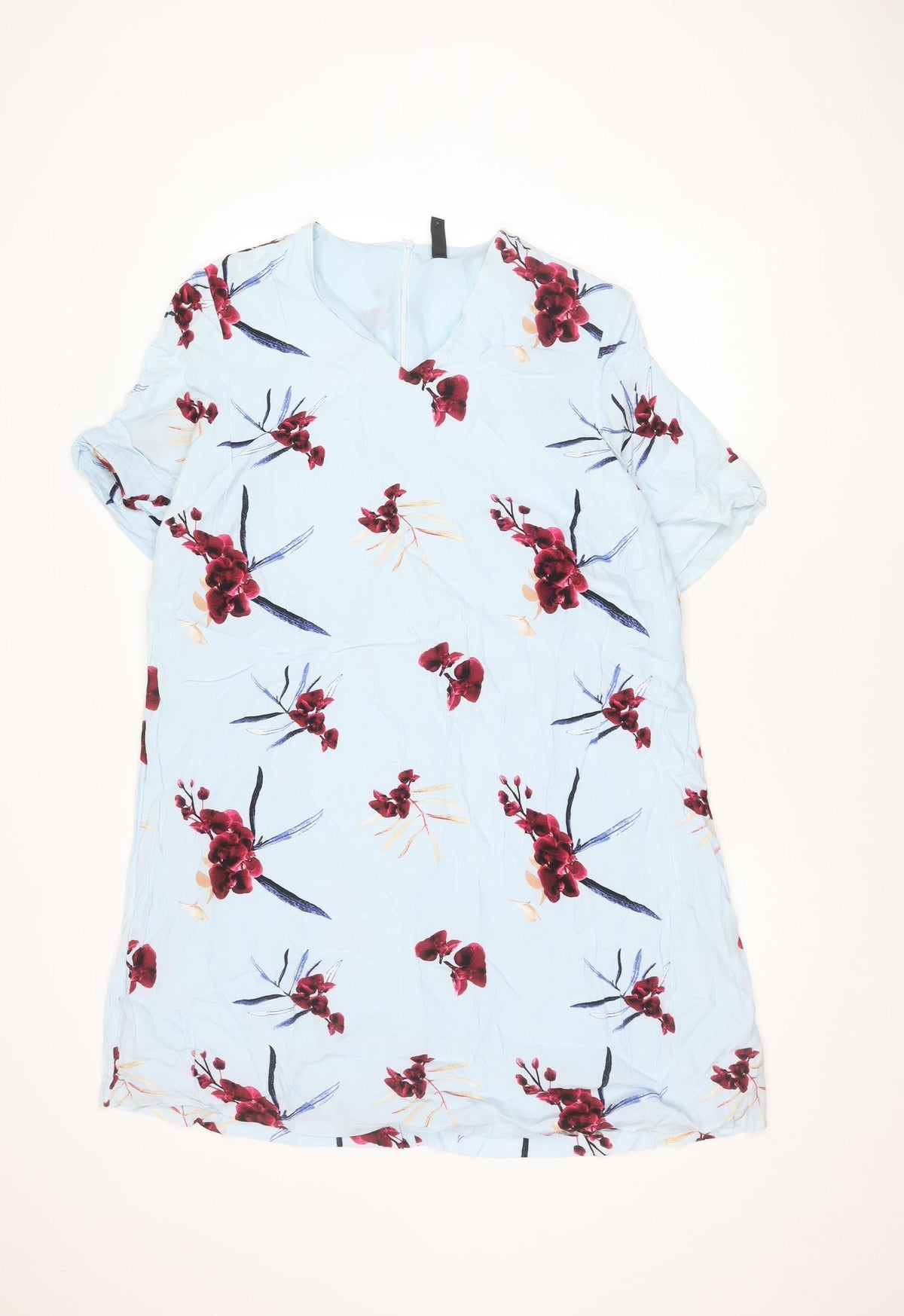 Y.A.S Women's XL Blue Floral Dress Zip Closure