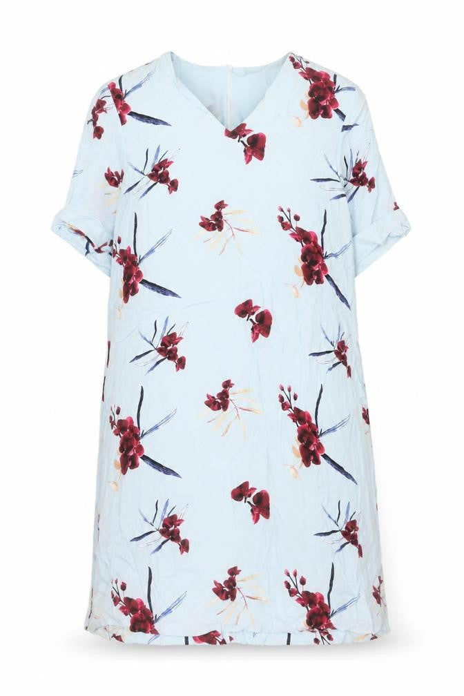 Y.A.S Women's XL Blue Floral Dress Zip Closure