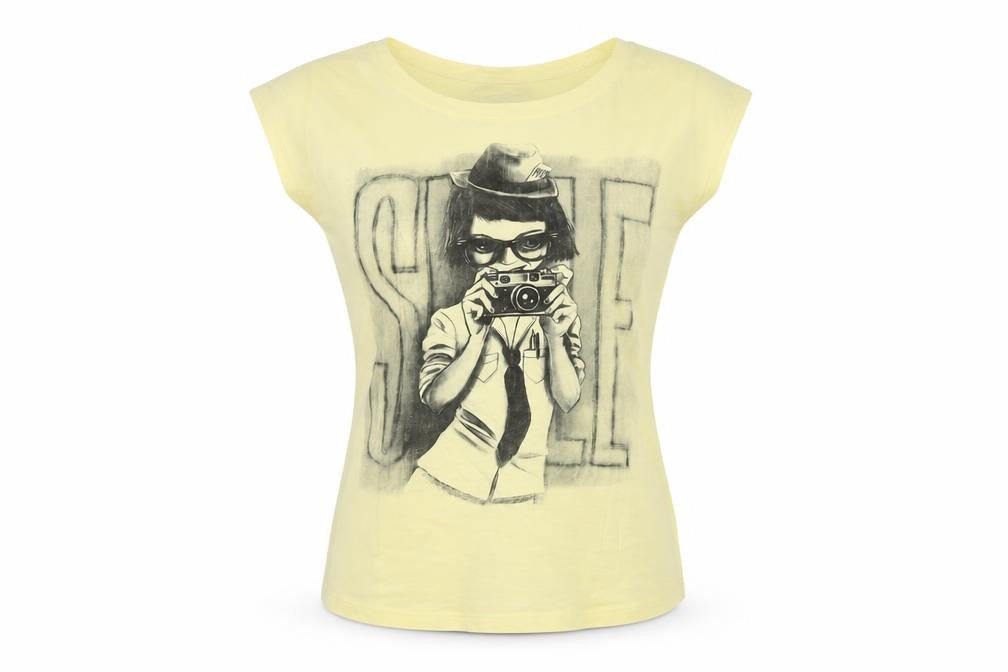 Zara Women’s Yellow Graphic T-Shirt, Size S, Casual Style