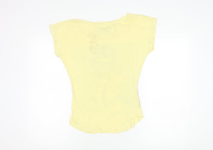 Zara Women’s Yellow Graphic T-Shirt, Size S, Casual Style