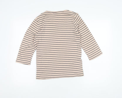 Cotton Traders Women's Pink Striped T-Shirt, Size 10
