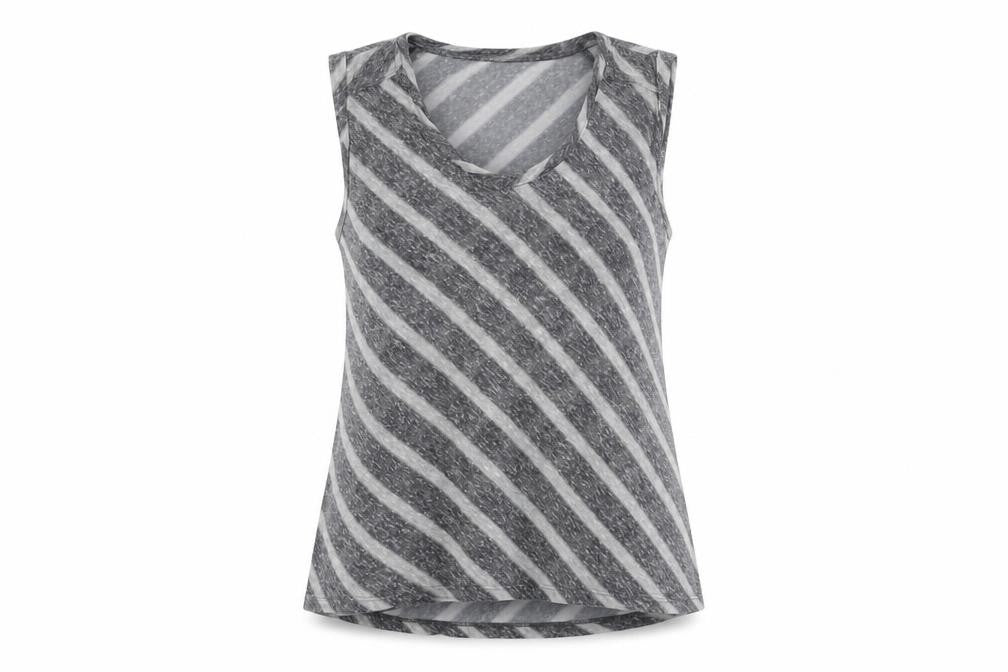 Mango Women’s Grey Striped V-Neck Sleeveless Top