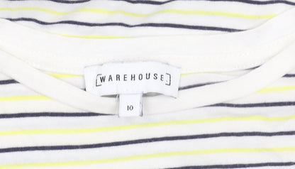 Warehouse Women's Multicoloured Striped T-Shirt Size 10