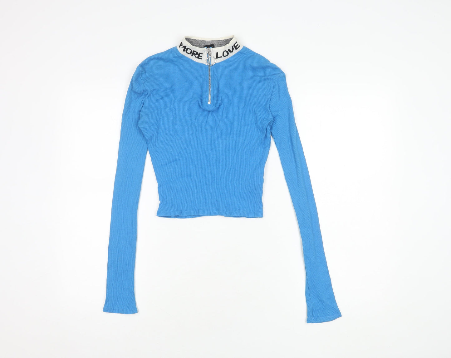 Urban Outfitters Women's Blue Cropped Top, Size S, Zip Accent