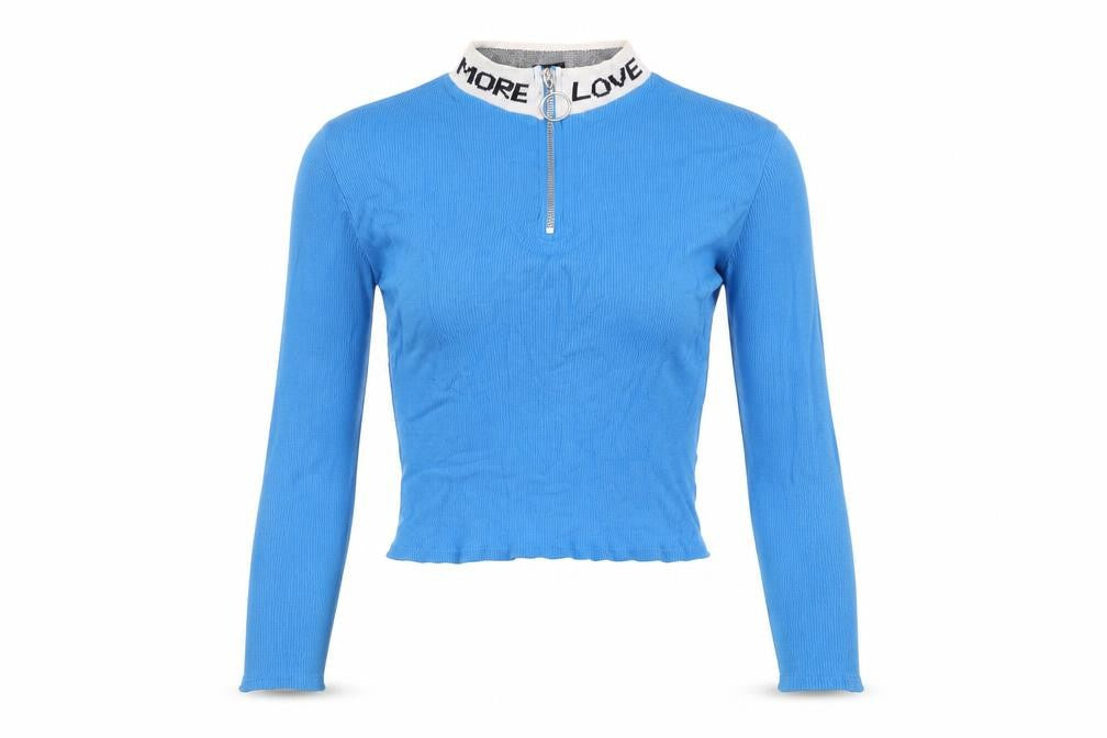 Urban Outfitters Women's Blue Cropped Top, Size S, Zip Accent