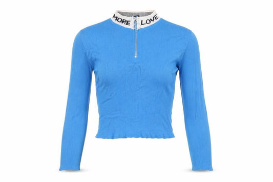 Urban Outfitters Women's Blue Cropped Top, Size S, Zip Accent