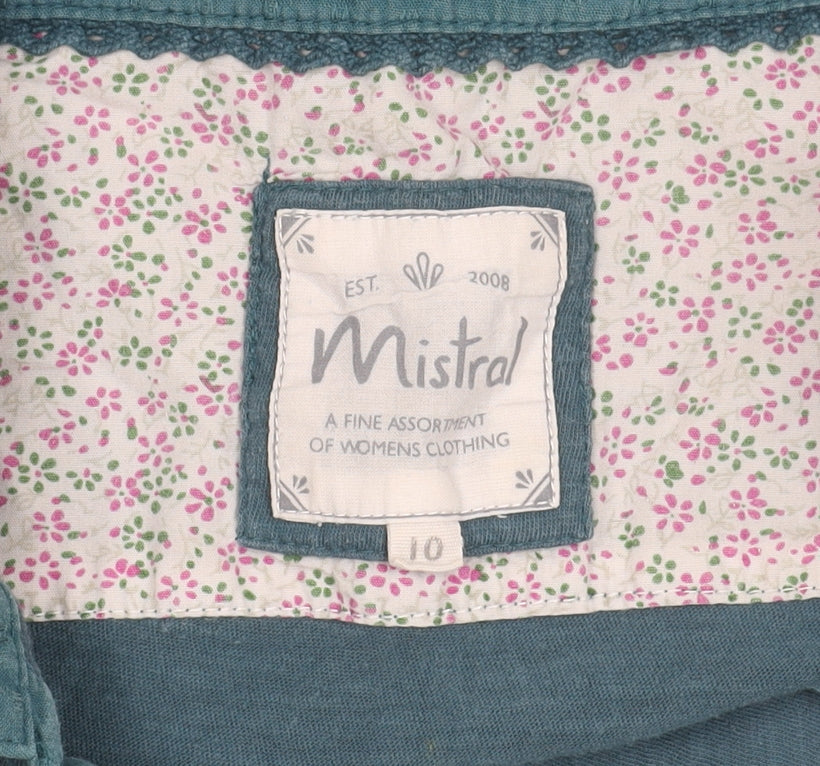 Mistral Women's Blue Button-Up Shirt Size 10