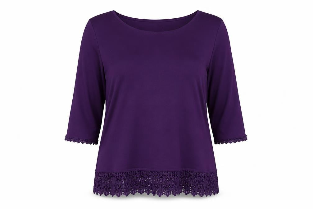 Bonmarché Women's Purple 3/4 Sleeve Top