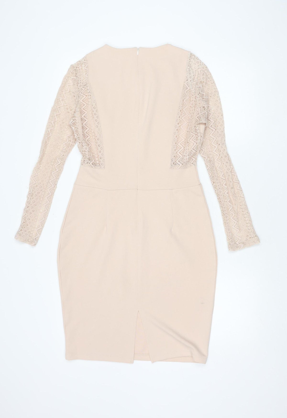 Oeuvre Women's Beige Dress, Size 12, Long Sleeve Chic Attire