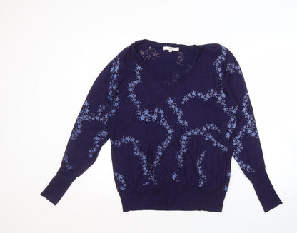 Next Women's Blue Star V-Neck Pullover Jumper S