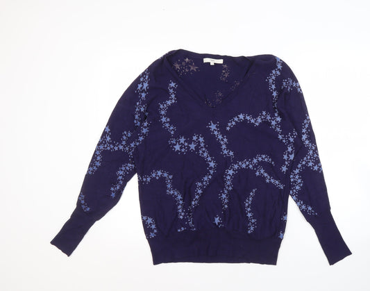 Next Women's Blue Star V-Neck Pullover Jumper S