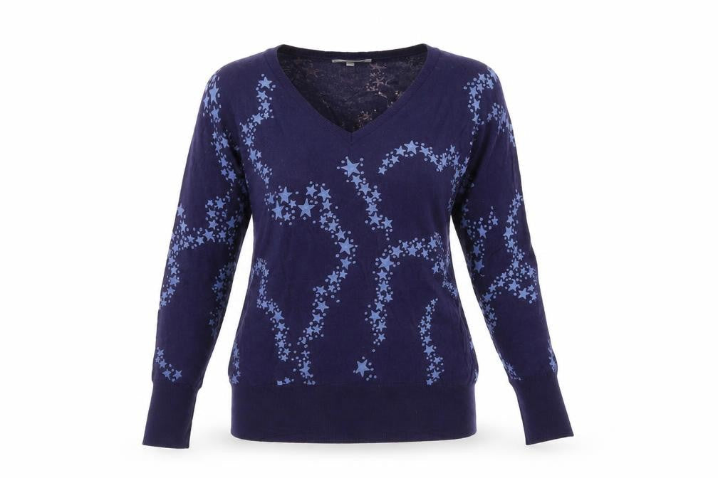 Next Women's Blue Star V-Neck Pullover Jumper S