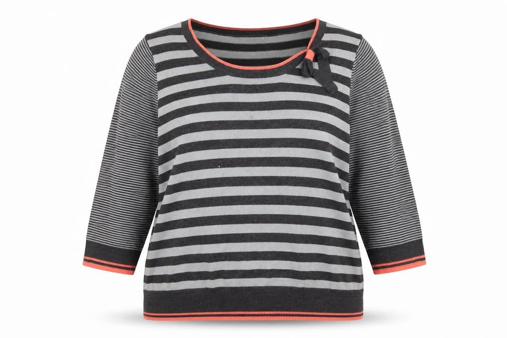Per Una Women's Grey Striped Jumper Size 20