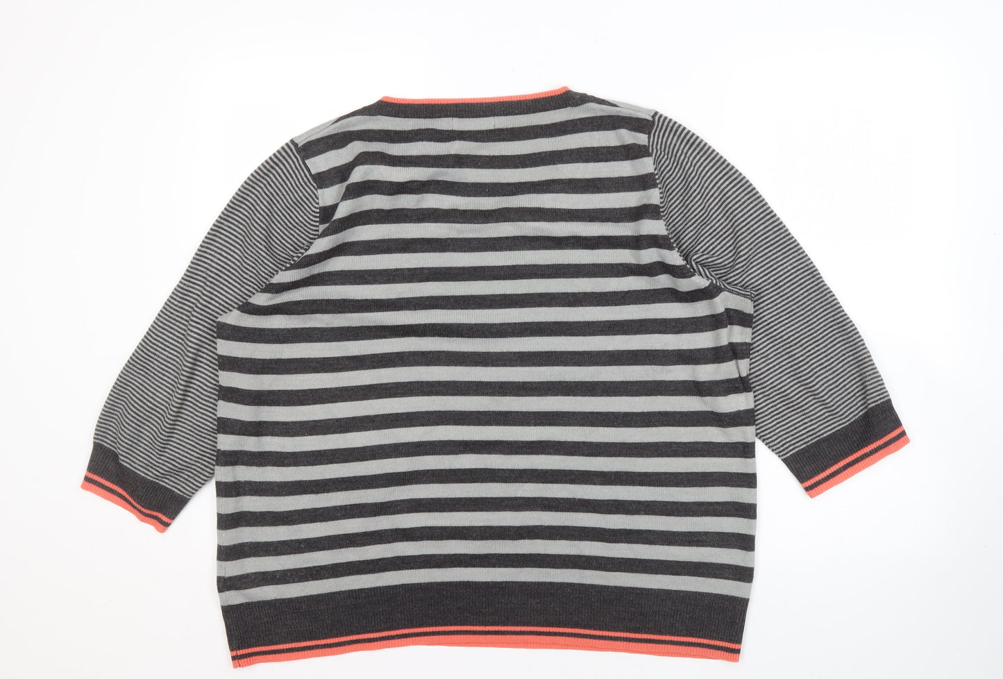 Per Una Women's Grey Striped Jumper Size 20