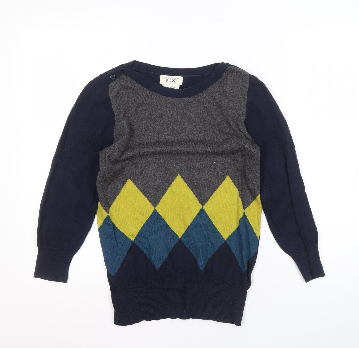 Next Women's Multicoloured Argyle Pullover Jumper Size 8