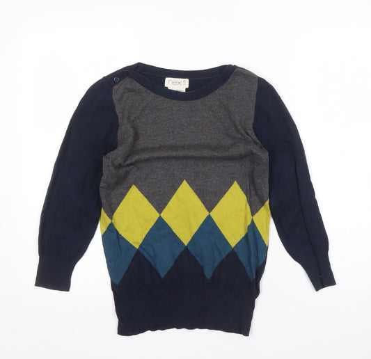Next Women's Multicoloured Argyle Pullover Jumper Size 8