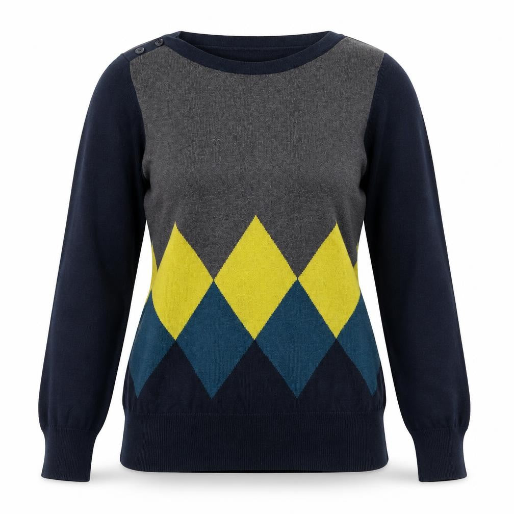 Next Women's Multicoloured Argyle Pullover Jumper Size 8