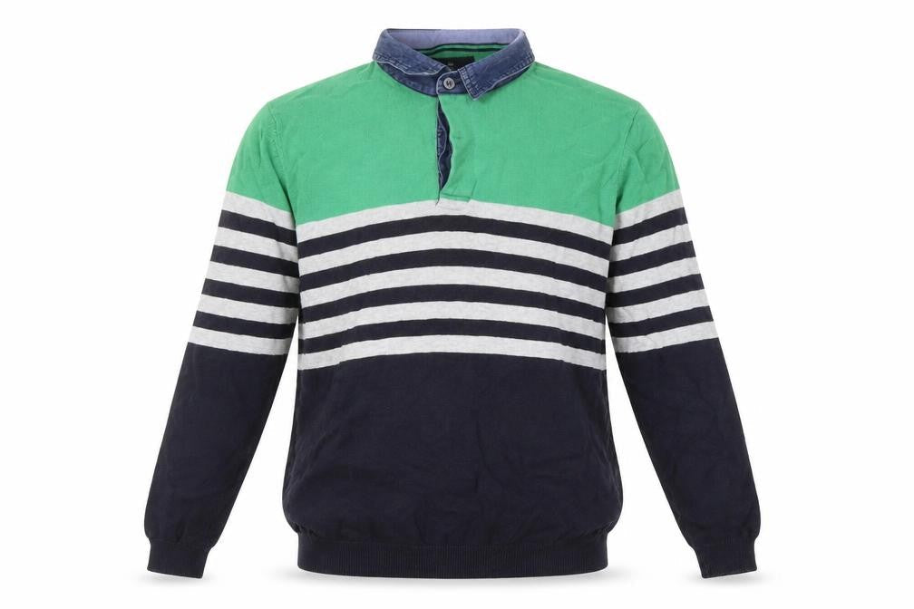 Marks & Spencer Men's Green Striped Pullover Jumper - M