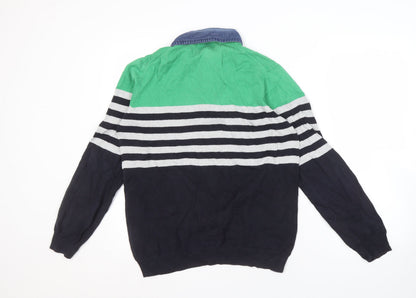 Marks & Spencer Men's Green Striped Pullover Jumper - M