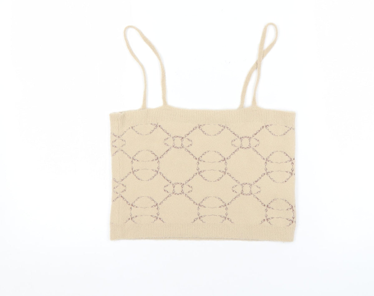 MNG Women's Beige Camisole Spaghetti Strap Tank