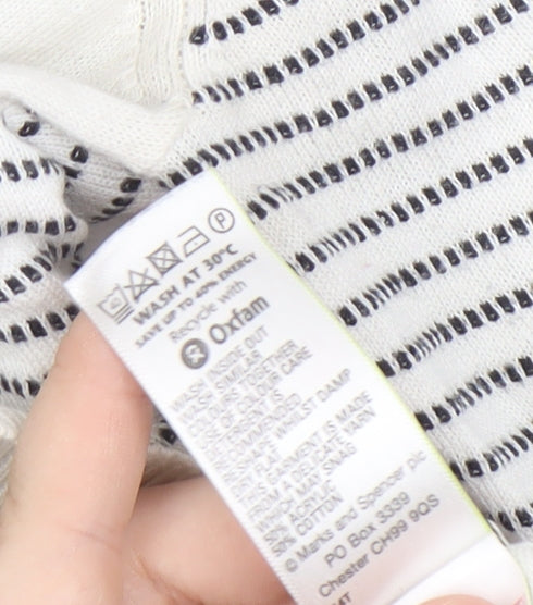 Limited Collection Women's White Striped Jumper, Size 14
