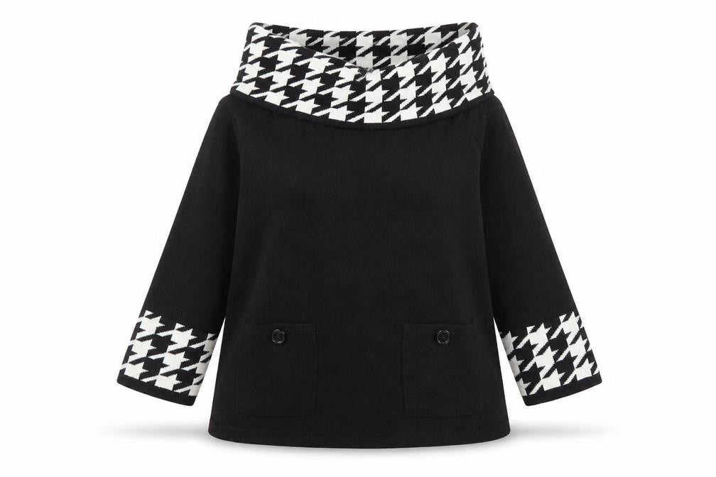 Sandra Darren Women's Black Cowl Neck Pullover L