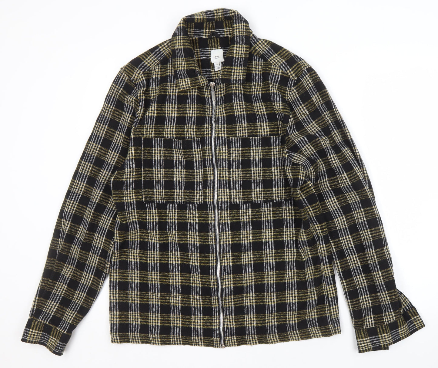 River Island Men's Black Plaid Basic Jacket M