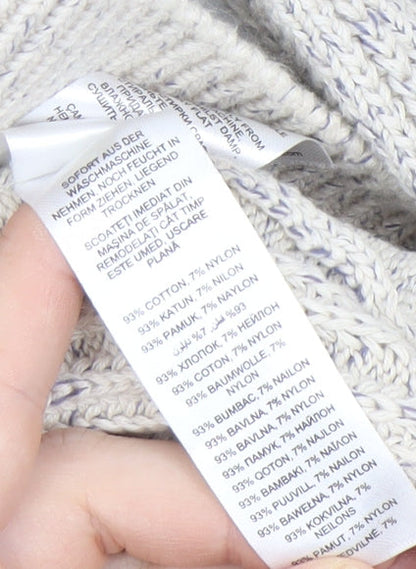 Close-up detail of Maine New England Men's Grey M Cable-Knit Jumper