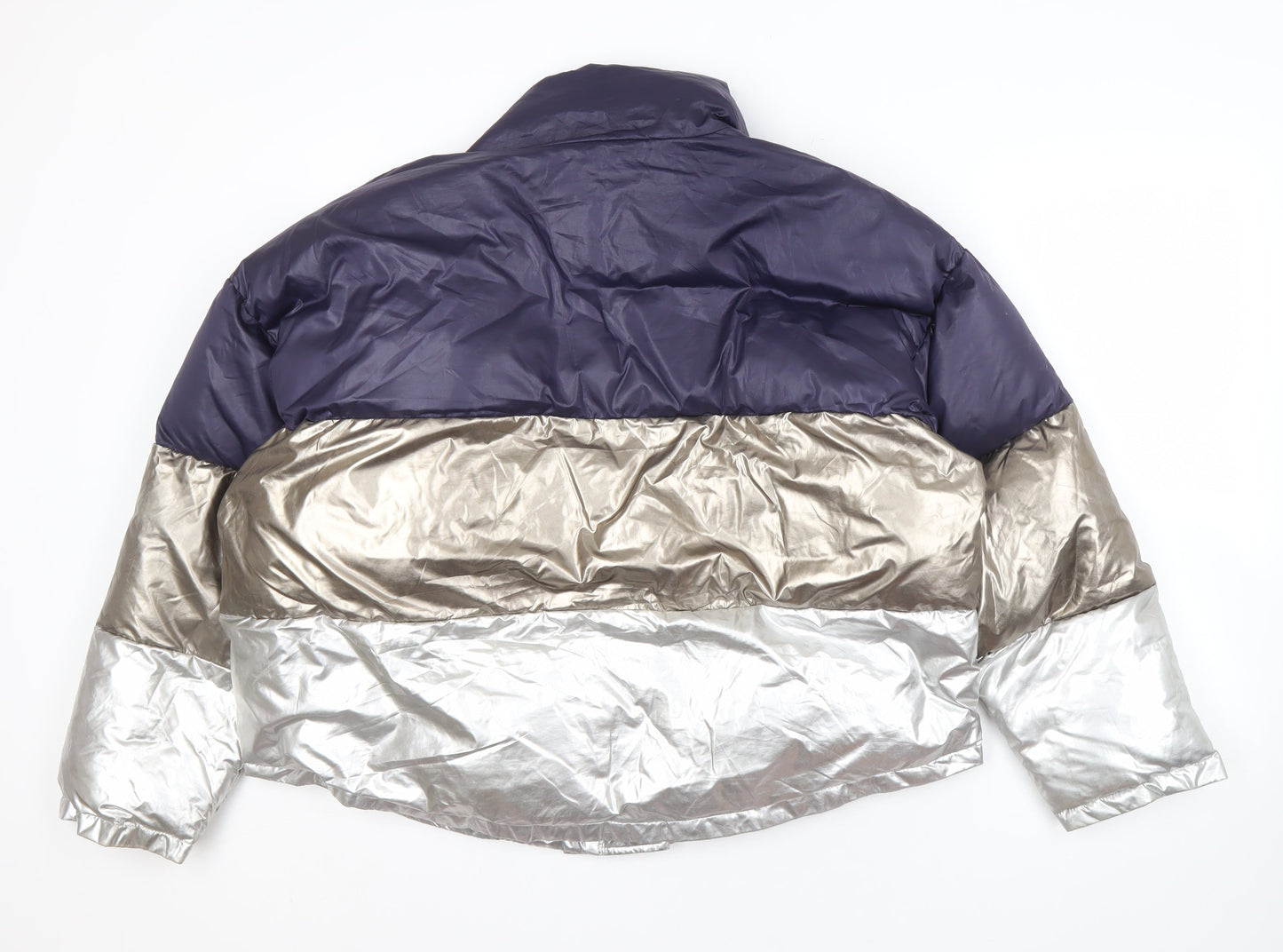 Zara Men's Blue Silver Puffer Jacket Size M