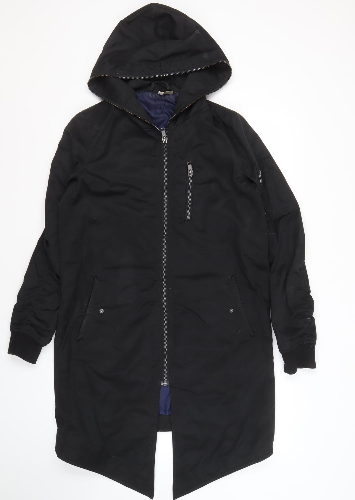 Black Women's Parka Coat Size 8 with Full Zip