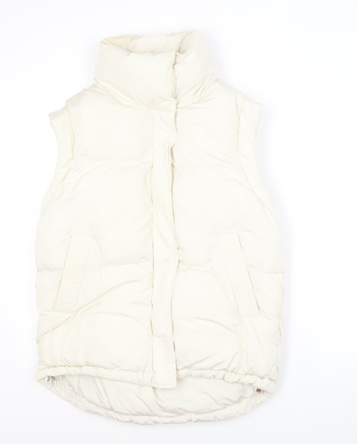 Bershka Women's Ivory Padded Waistcoat, Size S, Casual