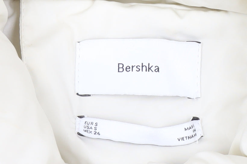 Bershka Women's Ivory Padded Waistcoat, Size S, Casual